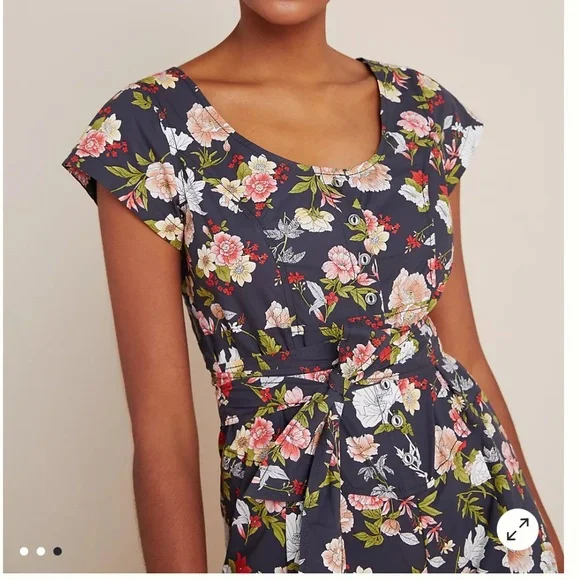 Anthropologie X Current Air Clea Wide Leg Belted Button Front Jumpsuit Floral - Picture 5 of 11